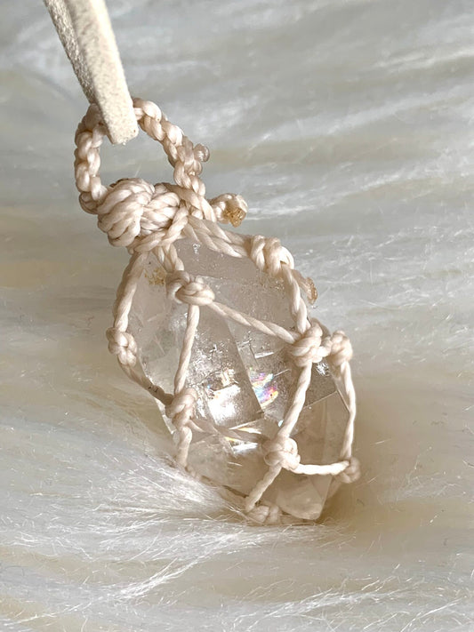 Clear Quartz Macrame Necklace