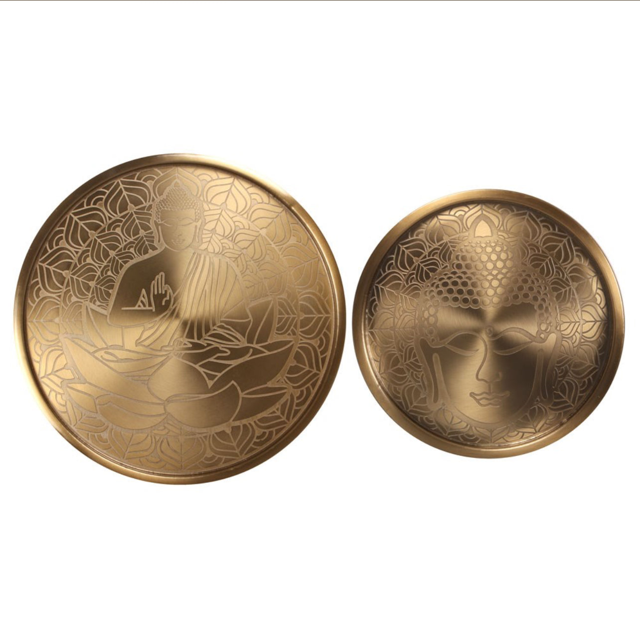 Set of 2 Gold Buddha Tables