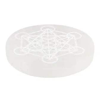 Selenite Metatron's Cube Crystal Charging Plate